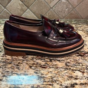 Shellys London Karena Brown Platform Tassel Loafer Size 40